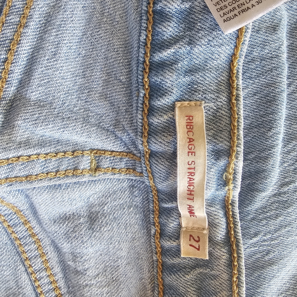 Levi’s Premium Ribcage Straight Ankle Jeans Womens 27 High Rise Distressed Light - Picture 6 of 7